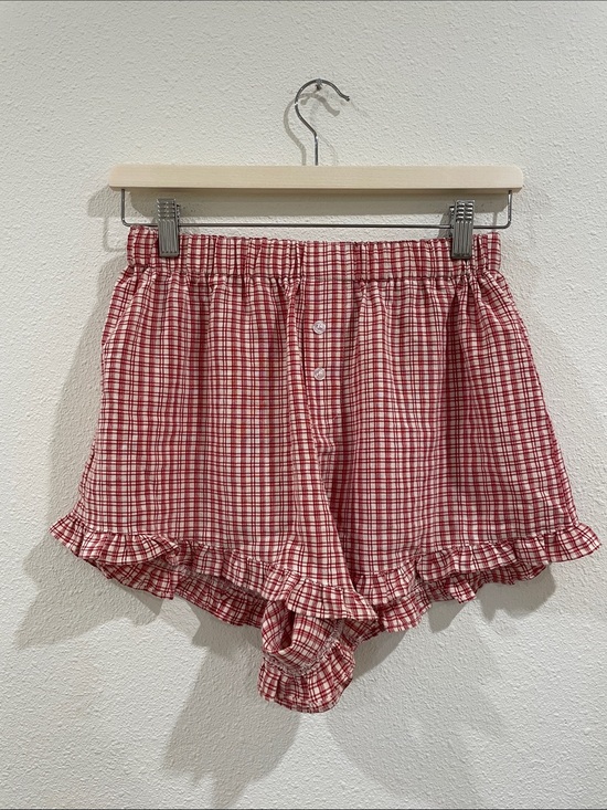 Blvd of Dreams Pants - BLVD OF DREAMS Red Gingham Ruffle Boxer Shorts Coquette Cottagecore Milkmaid